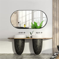 Oval Wall Mirror for Bathroom Aluminum Capsule Vanity Mirror Vertical&Horizontal