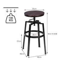 Set of 2 Bar Stools Kitchen Barstools Height Adjustable Counter Chairs