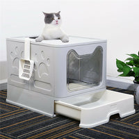 Foldable Cat Litter Box with Lid Enclosed Cat Potty Anti-Splashing Cat Toilet