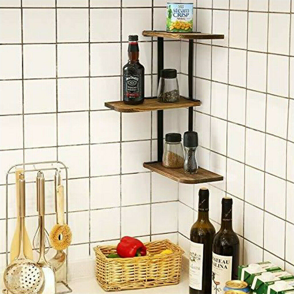 Creative Floating Shelf Wall Mount 3Tier Large Metal Storage Bracket for Kitchen