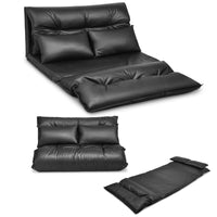 Floor Sofa Bed Lounge Couch Folding 2 Seat Chaise PU Leather 227x110 cm