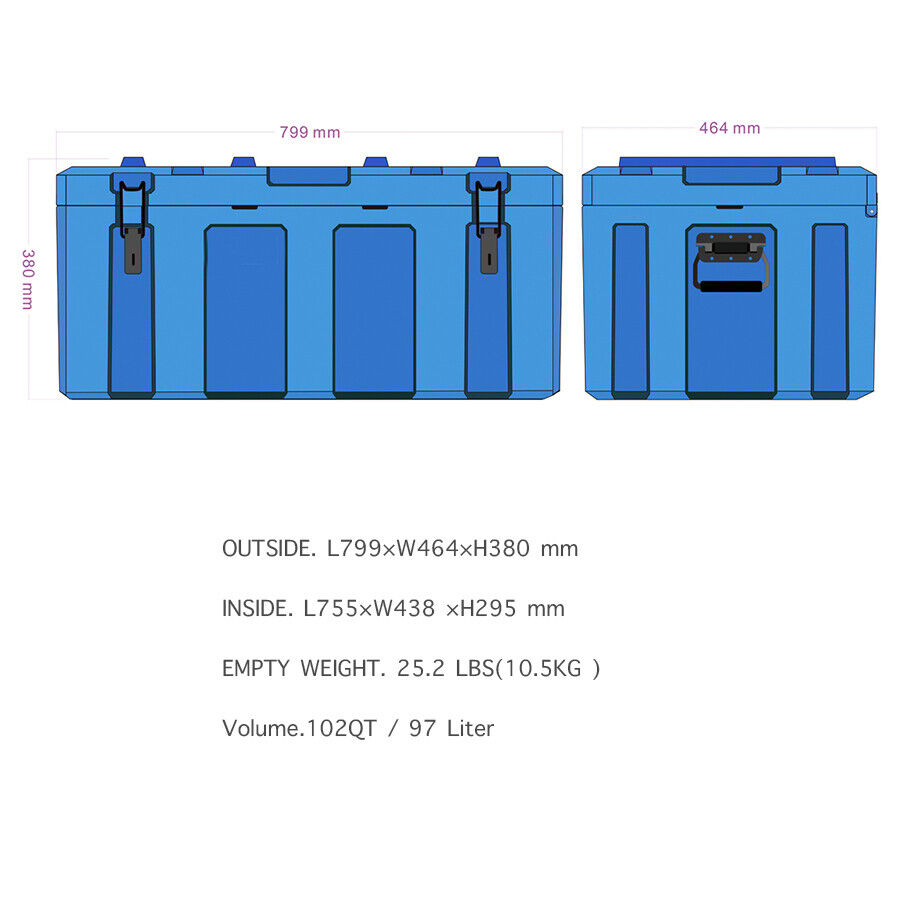 90L Poly Tool Box Storage Grey Case Heavy Duty Waterproof Cargo Box