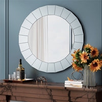 Large Silver Vanity Mirror Circle Decorative Mirror Waterproof Bathroom Mirror