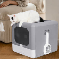 Cat Litter Box Fully Enclosed Kitty Toilet Trapping Sifting Odor Control Basin