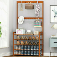 Large Hall Tree Entryway Coat Hat Stand Shoe Storage Console Table Home Office