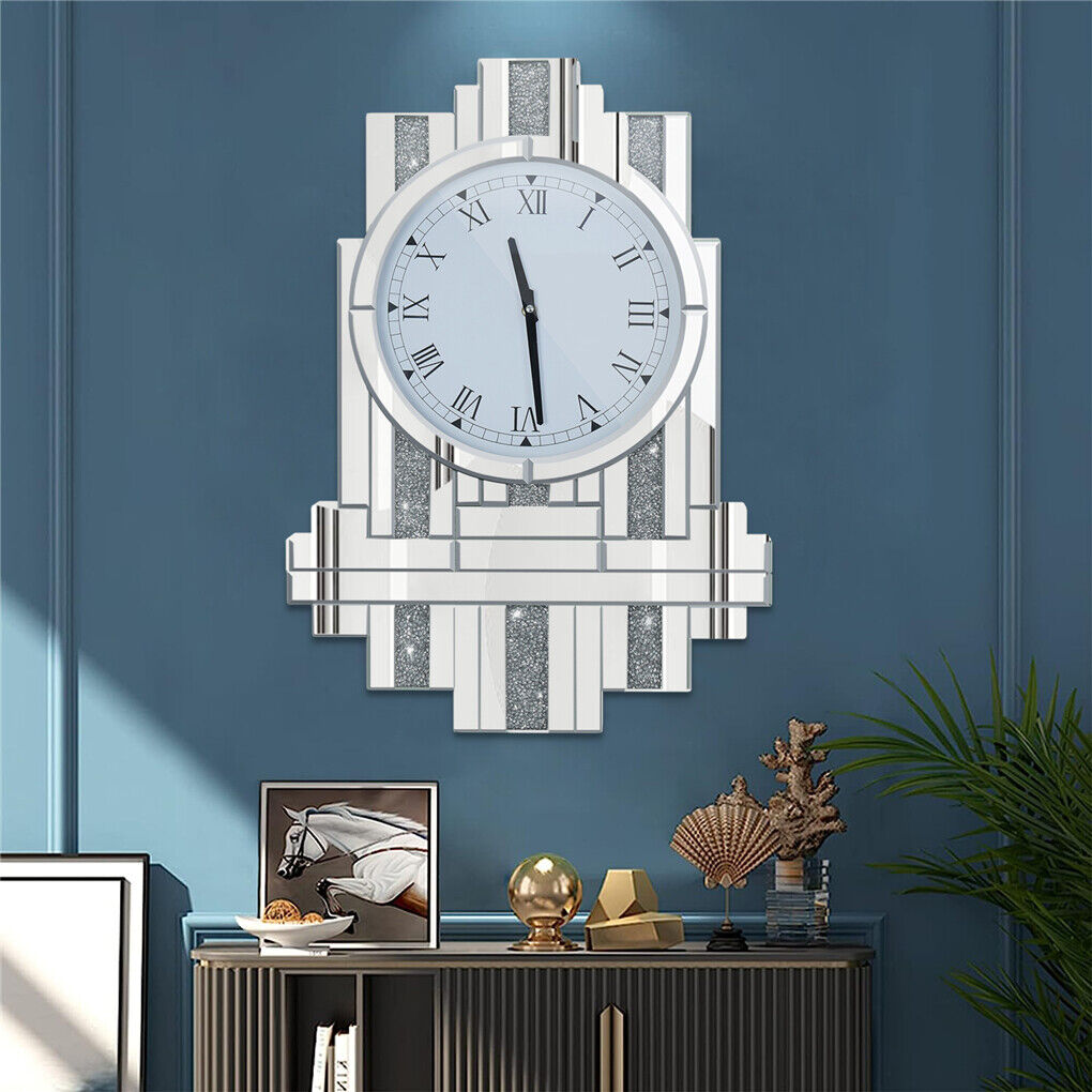 Sparkly Crystal Mirrored Quartz Wall Clock