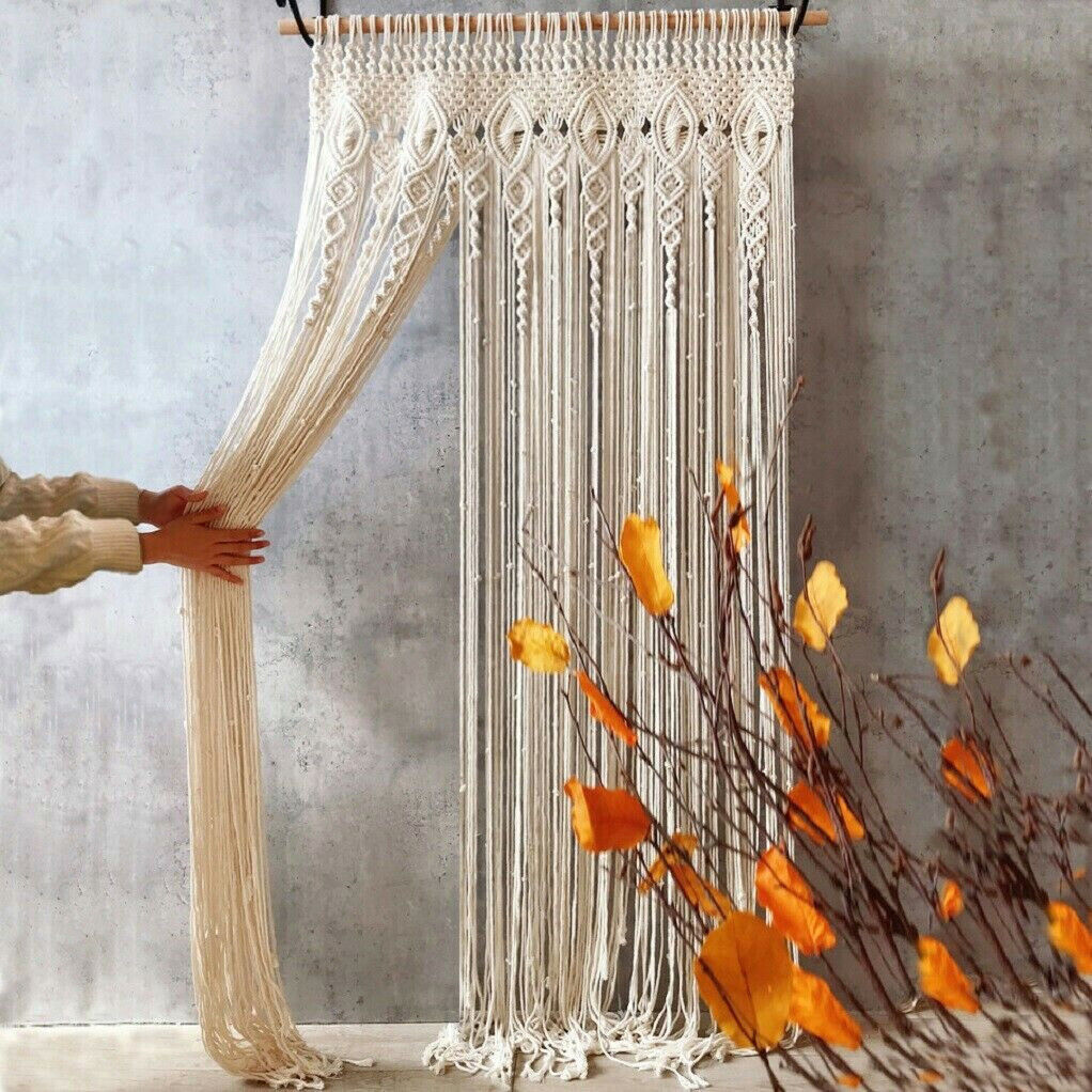 180x90cm Large Macrame Curtain Door String Curtain Wall Hanging Window Curtain