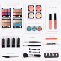 Complete Professional Makeup Set: Lipstick, Eyeshadow Palette in Beauty Case - Kit 18