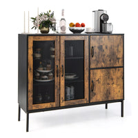 Industrial 4-Door Buffet Sideboard – Kitchen Storage Cabinet & Cupboard