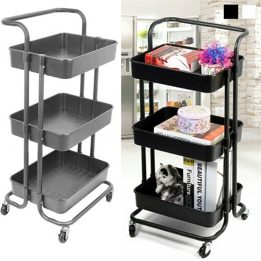 Heavy Duty 3 Tier Service Cart Restaurant Trolley Kitchen Serving Catering Shelf