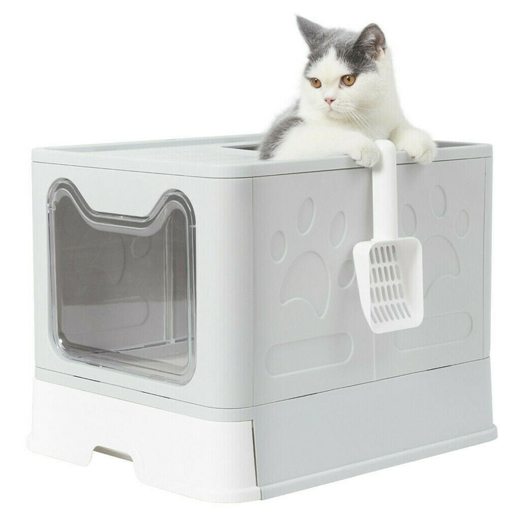 Self-Cleaning Hooded Cat Litter Box Enclosed Large Kitty Toilet Box Tray Refills