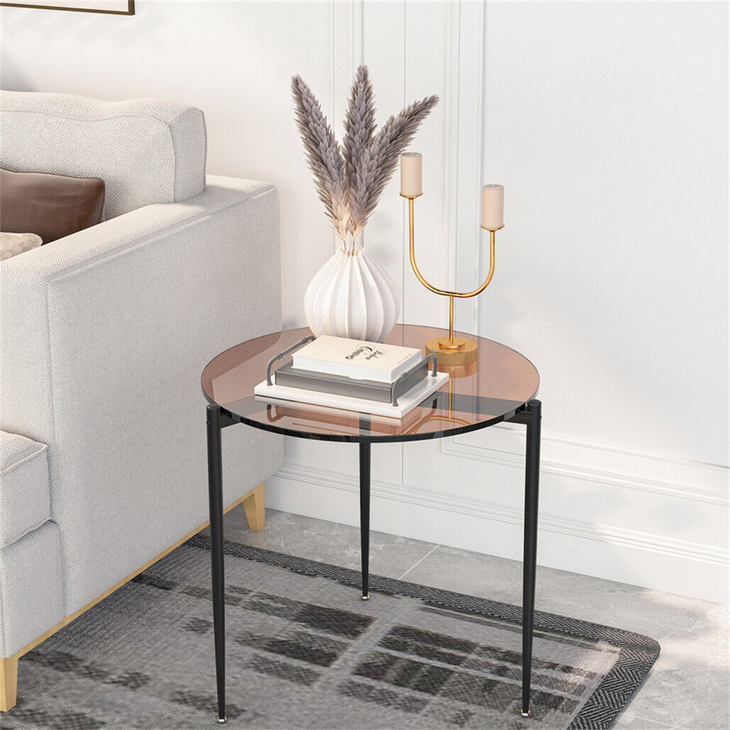 Simple Style Heat-resistant Glass Couch Side End Coffee Table Bedside Nightstand