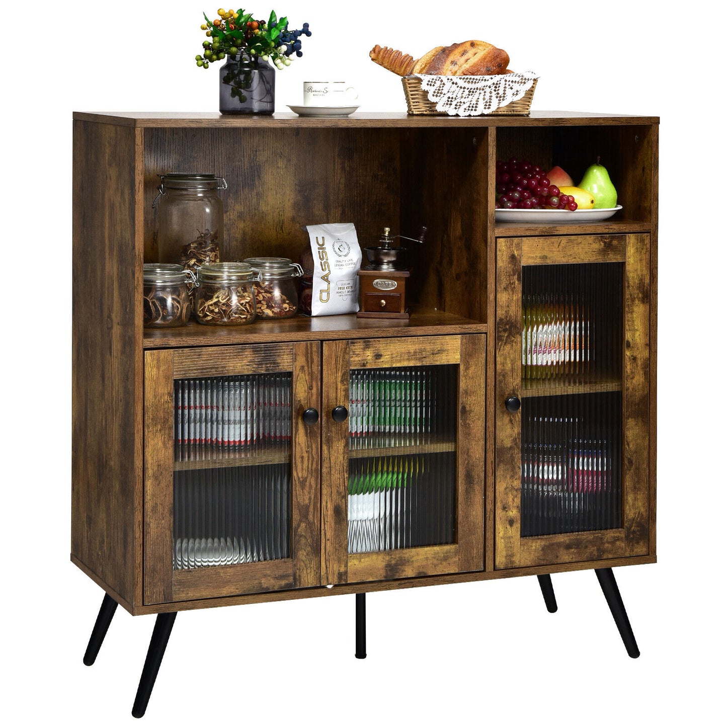 Rustic Brown wooden kitchen storage cabinet