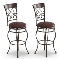 Set of 2 Vintage Bar Stools Swivel Padded Seat Bistro Dining Kitchen Pub Chair