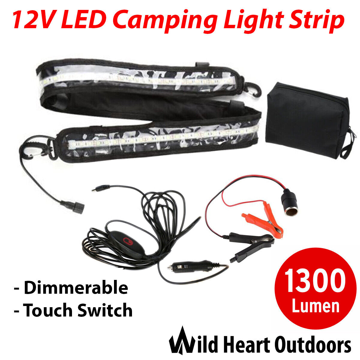 1.3M LED CAMPING LIGHT 12V 5050 SMD Dimmer CARAVAN BOAT WATERPROOF BAR STRIP