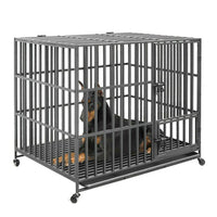 42" Dog Cage Strong Welded Super Big Pet Metal Crate Kennel Playpen Castor HOT