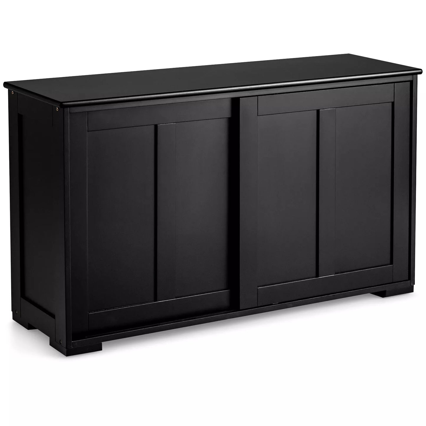 Modern Black Buffet Sideboard – Kitchen Storage Cabinet with Sliding Doors