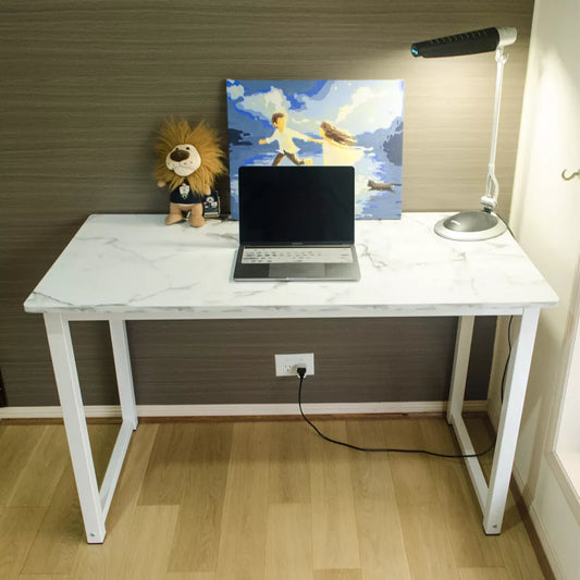 Modern White Marble Computer Desk – Stylish Office & Study Table