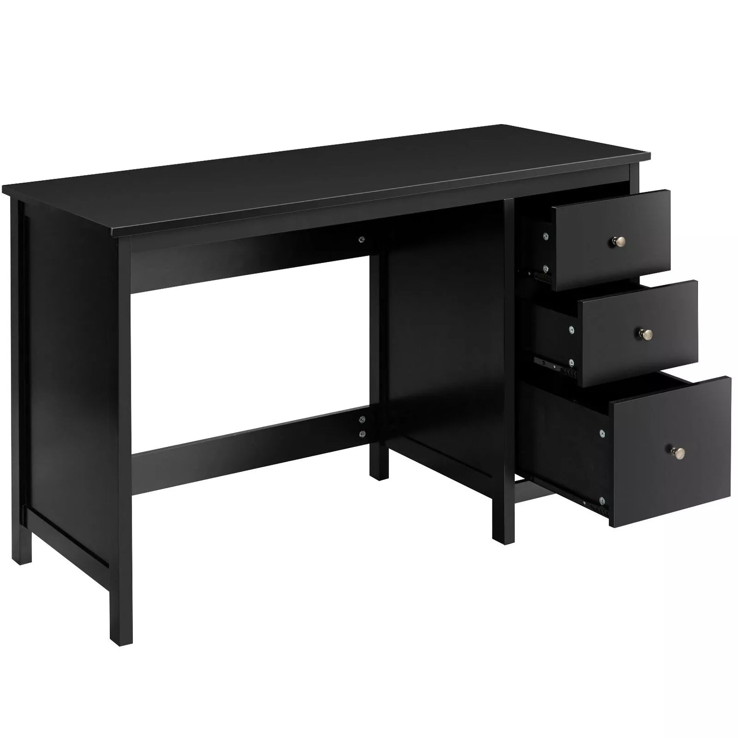 Modern Black Computer Desk with 3 Drawers – Study, Writing, and Home Office Workstation