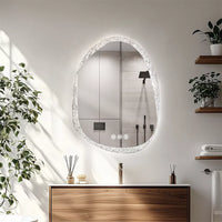 Irregular LED Crystal Frame Bathroom Mirror with Dual Layers for Makeup & Vanity-60X80