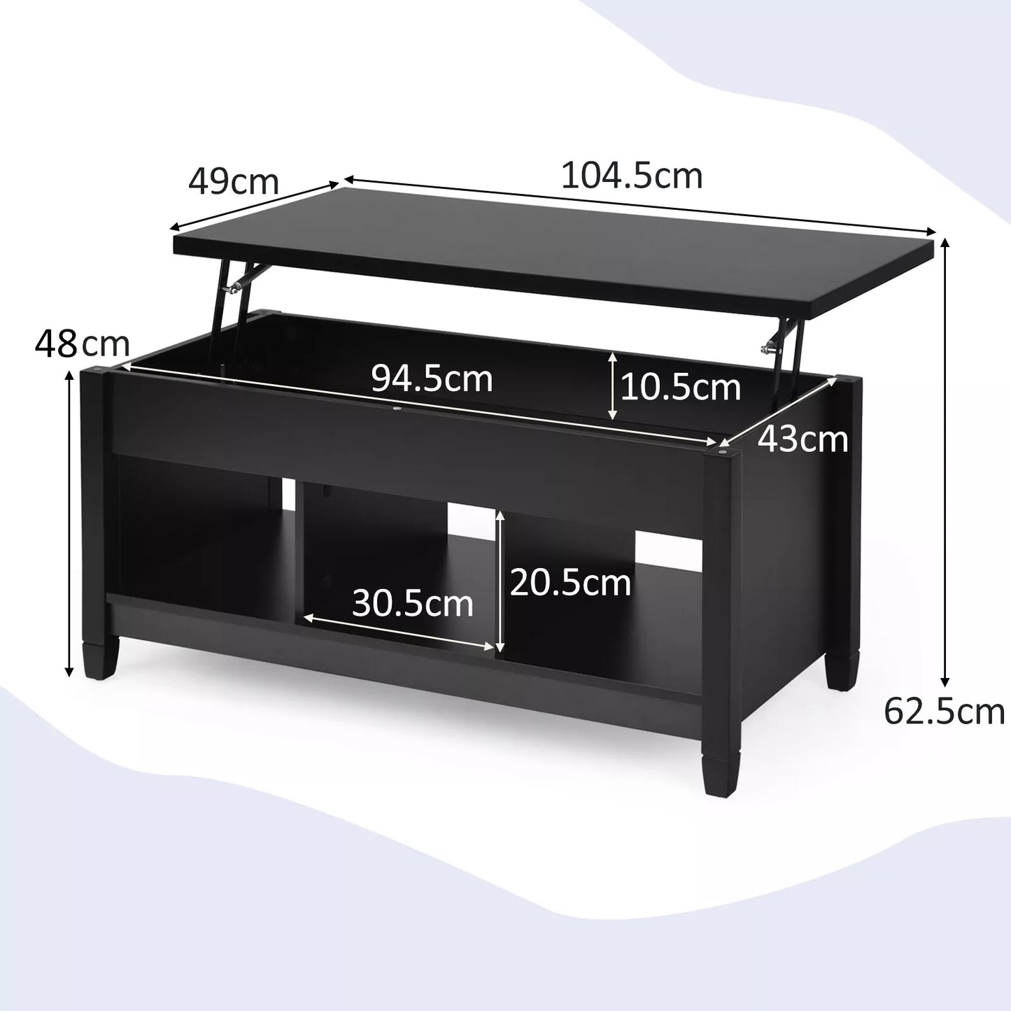 Modern Lift-Top Coffee Table with Hidden Storage & Open Shelves – Stylish & Functional Centerpiece