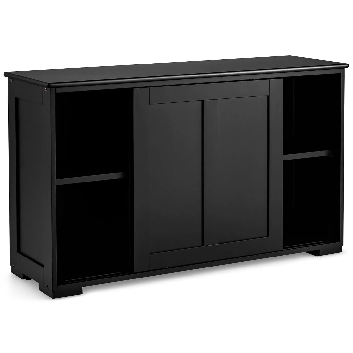 Modern Black Buffet Sideboard – Kitchen Storage Cabinet with Sliding Doors