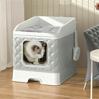 Foldable Cat Litter Box Enclosure Cabinet Cushion Cat Mat Top f Medium Large Cat