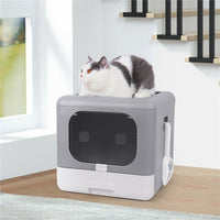 Cat Litter Box Fully Enclosed Kitty Toilet Trapping Sifting Odor Control Basin