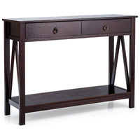 Console Table Accent Sofa Side Table with Drawer Shelf Entryway Espresso