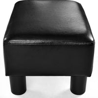 Small Ottoman PU Leather Footrest Rectangular Seat Stool Black Up to150KG