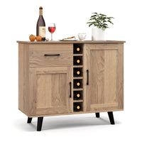 2-Door Wine Bar Cabinet Kitchen Sideboard Buffet w/ Drawer & Adjustable Shelves