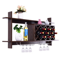Wall-mounted Wine Rack Bottle Glass Holder Wine Storage Shelf Bar Home