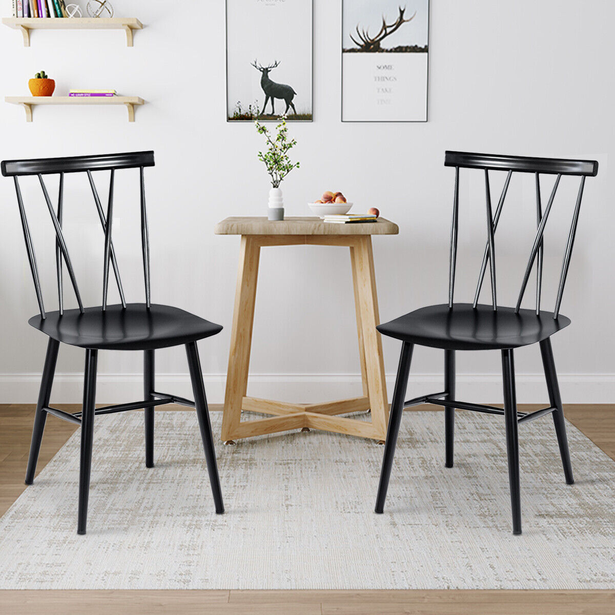 Set of 2 Metal Dinning Chairs Kitchen Bar Stools Counter Height Seat