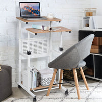 Mobile Desk Height Adjustable Computer Standing w/wheels &Footrest