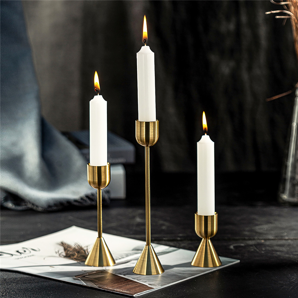 3X Aluminum Decorative Candlestick Holder Taper Candle Holders f Wedding Dinning