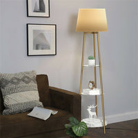 Utility Tall Pole Floor Lamp Standing Reading Light with 3 Tier Marble Shelves