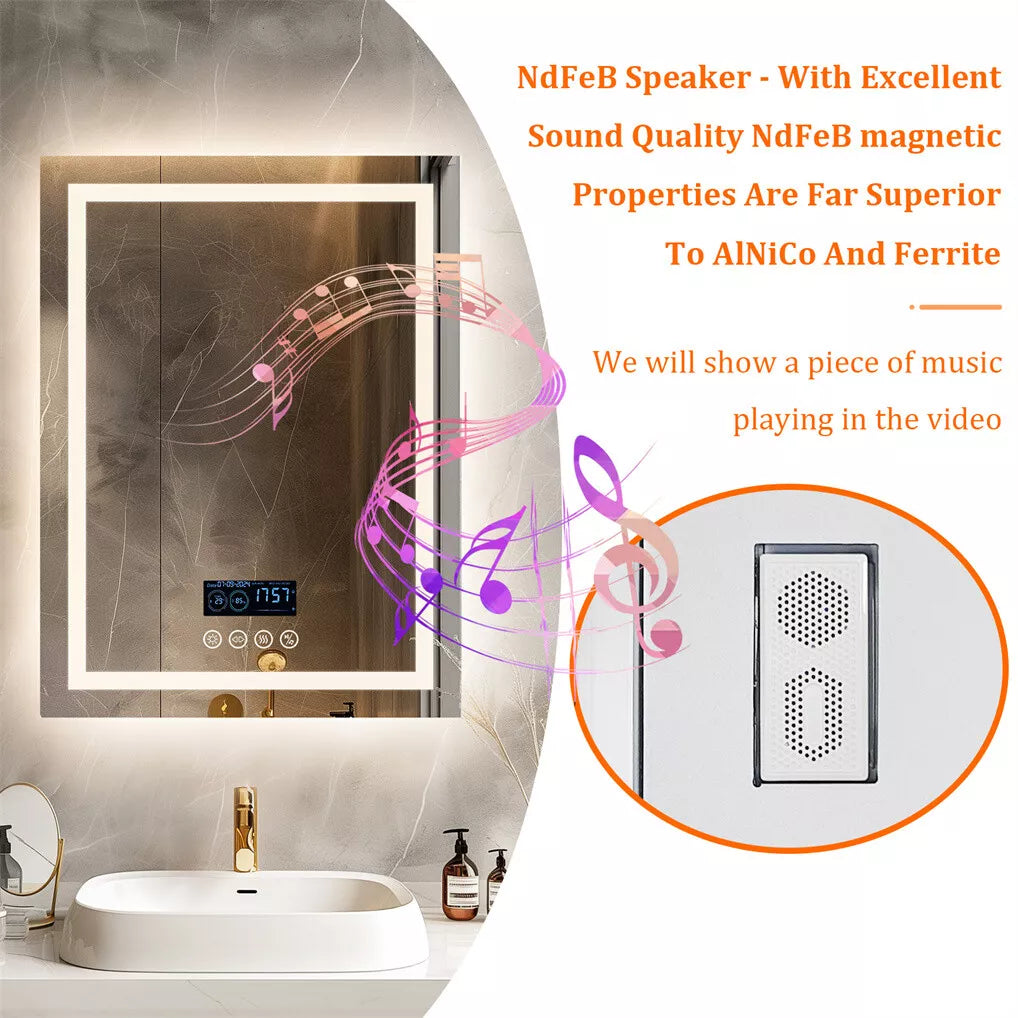 LED Bathroom Mirror with Anti-Fog, Bluetooth & Backlight