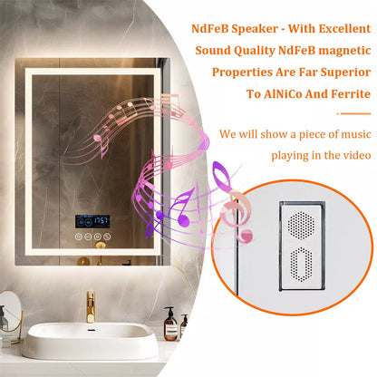 LED Bathroom Mirror with Anti-Fog, Bluetooth & Backlight