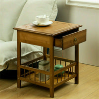 2 Tier Classic Bedside Table Drawer Side Table Living Room Coffee Tea End Table