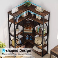 7-Tier Geometric Corner Bookshelf – Display Shelf and Organizer Bookcase