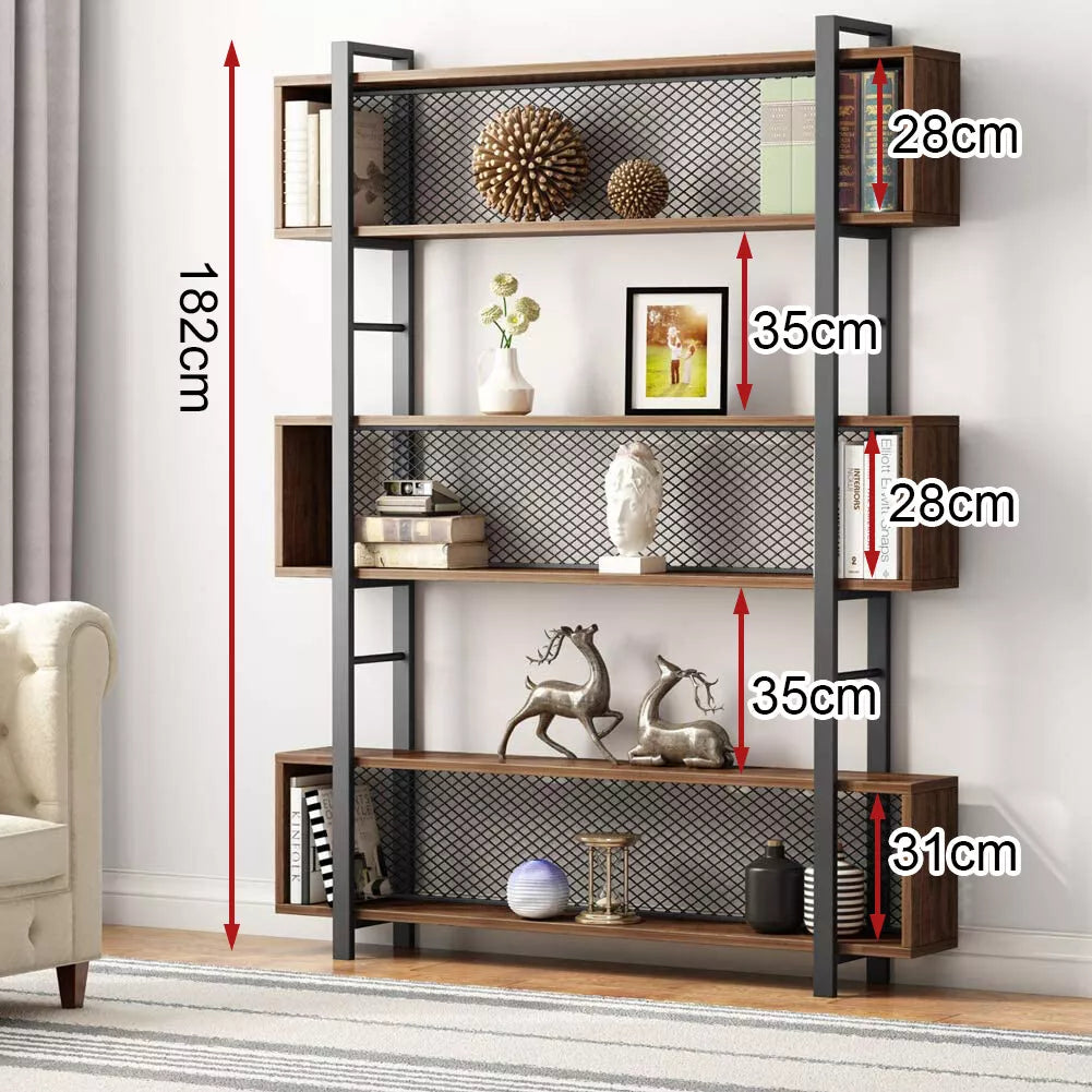 6-Tier Retro Brown Bookcase & Display Shelf – Stylish Storage Organizer for Home