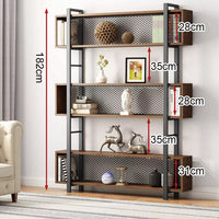 6-Tier Retro Brown Bookcase & Display Shelf – Stylish Storage Organizer for Home