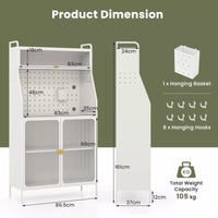 5-Tier Metal Baker's Rack with Pantry Cabinet and Flip-Up Door