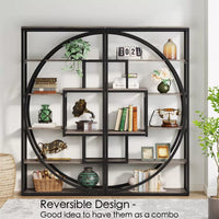 8-Tier Industrial Geometric Bookcase – Display Shelf & Storage Organizer