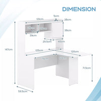 Modern L-Shaped Corner Desk – Space-Saving Writing and Computer Desk for Home Office – White