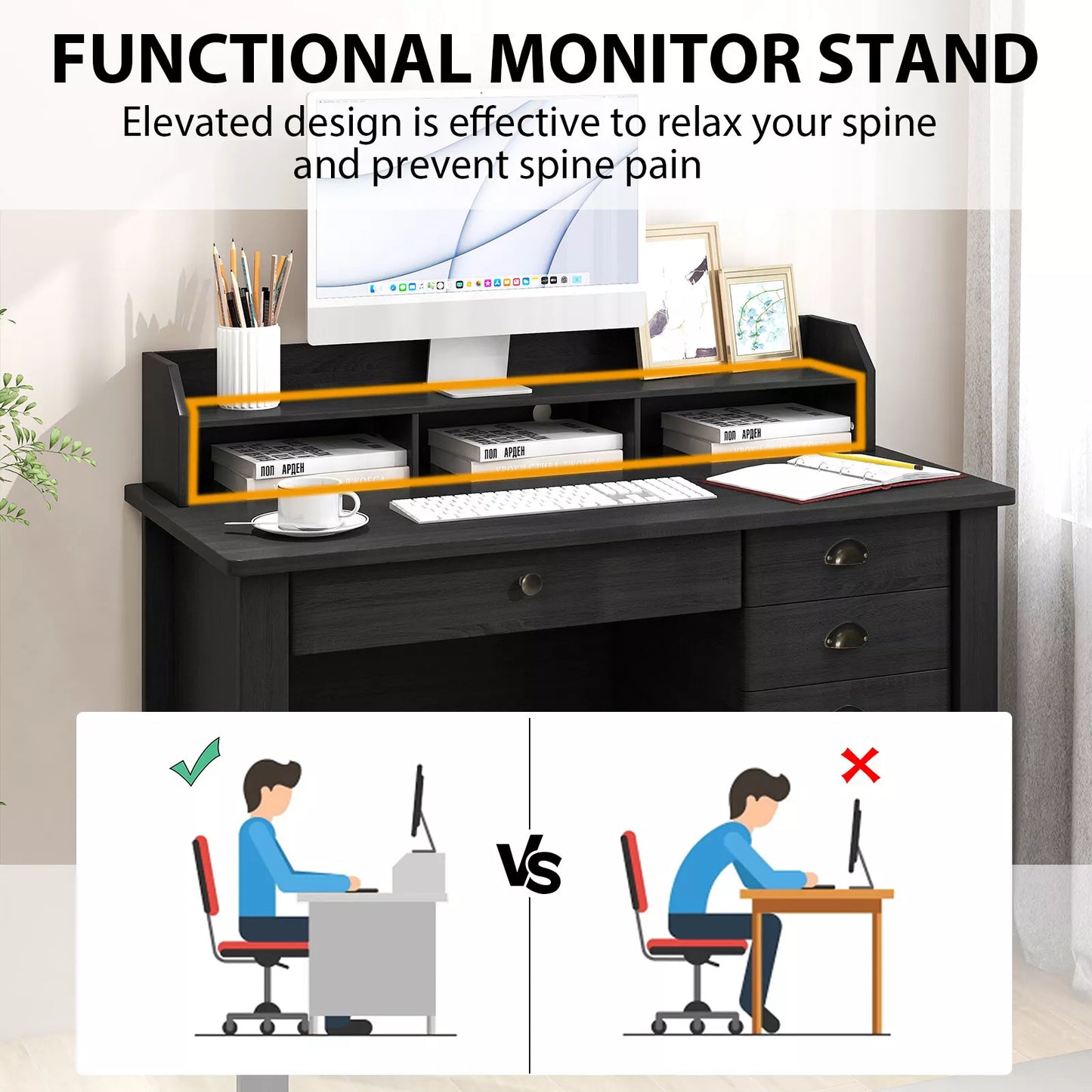 Modern Computer Desk with Drawer – Ideal PC, Laptop, Writing Table for Home Office or Student Study