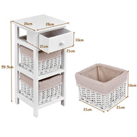 2PCS End Bedside Table Nightstand Chest Cabinet Bedroom Drawer Baskets