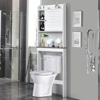 Over The Toilet Toilet Rack Bathroom Cabinet Organizer w/Louver Door