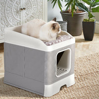 Large Sturdy Fully Enclosed Hooded Cat Litter Box with Top Lid Bed Kitty Toilet