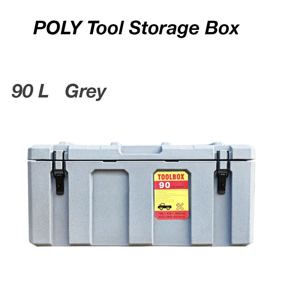 90L Poly Tool Box Storage Grey Case Heavy Duty Waterproof Cargo Box